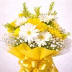 Sunshine Wishes – Yellow & White Gerbera Bouquet - Image 2