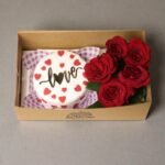 Love Cake With Red Flowers